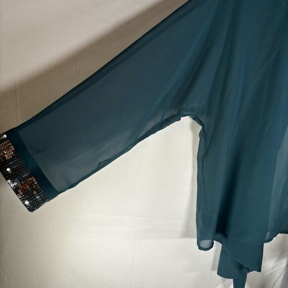 Soft Surroundings Kimono Jacket Size XL Women’s Aqua Sequins Open Front - Picture 7 of 8